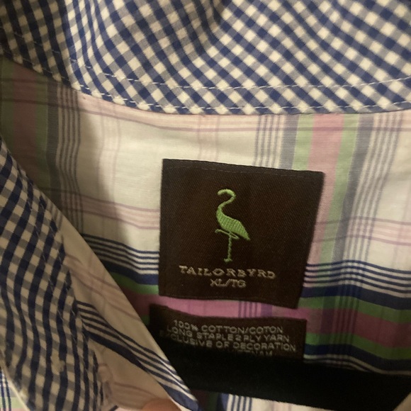 Tailorbyrd Men's Plaid Shirt - White, Blue, Green - Picture 3 of 3